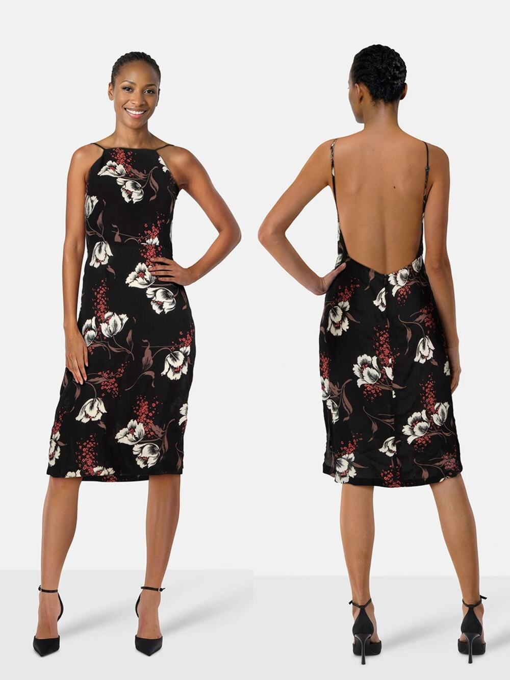 Vintage Reformation Eve Knee Length Floral Backless Dress Small S